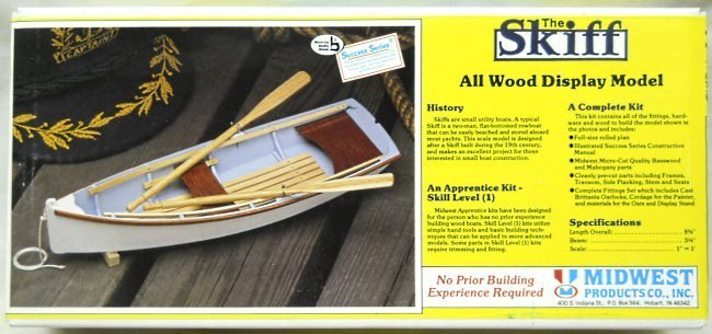 Midwest 1/12 19th Century Skiff Rowboat Success Series, 967 plastic model kit